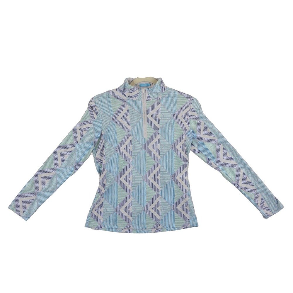J.McLaughlin Top Women's Size Small Blue Chevron Quarter Zip Performance